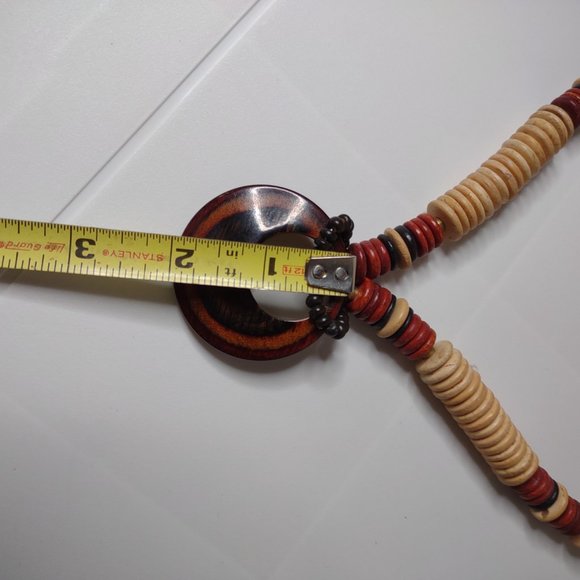Very Cool Wooden Bead And Pendant Necklace 19 Inches Long - Picture 11 of 13